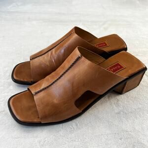 Cole Haan Vintage Women's Light Brown Block Heel Mule Slide On Shoes Women's 8.5